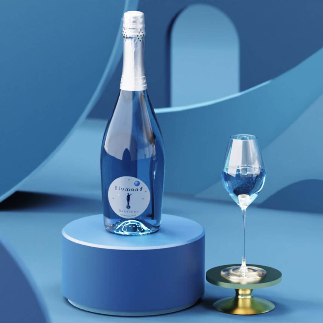 Blue Italian Champagne Flutes Set of 4